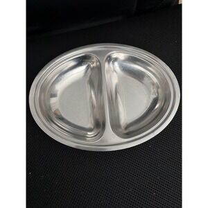 GENSE‎ Vintage Stainless Steel Divided Plate Sweden 18-8 Oval Serving Dish